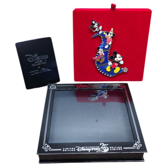Disney 25th Anniversary Mickey Jumbo Pin Box Set Jason Peltz LE-NEW - Picture 1 of 9